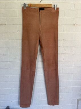 Alice + Olivia Terracotta Brown Suede-Look Leggings